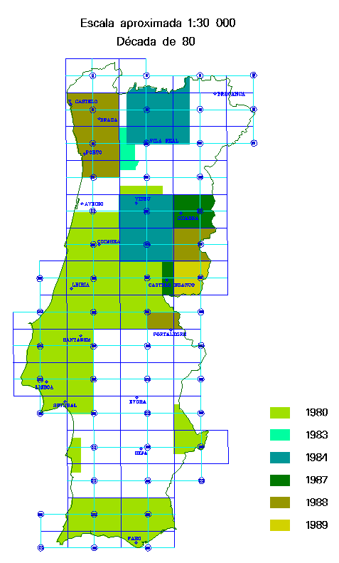 Escala aproximada 1:30000 - Década de 80