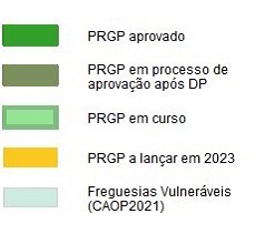 Legenda do mapa dos PRGP