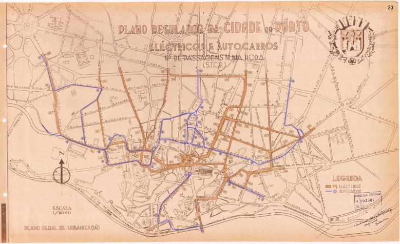 25 - Cartograma nº 23 - Trânsito de Eléctricos e Autocarros