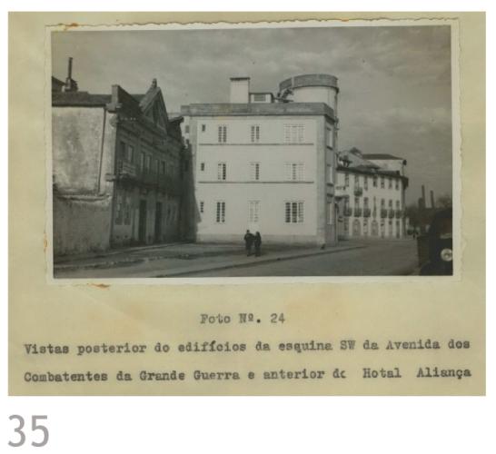 Fotografia n.º 24 – Vistas posterior do edifício da esquina SW da Avenida dos Combatentes da Grande Guerra e anterior do Hotel Aliança 